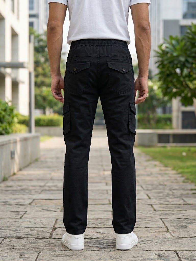 COTTON CHINOS HALF BELT ELASTIC CARGO