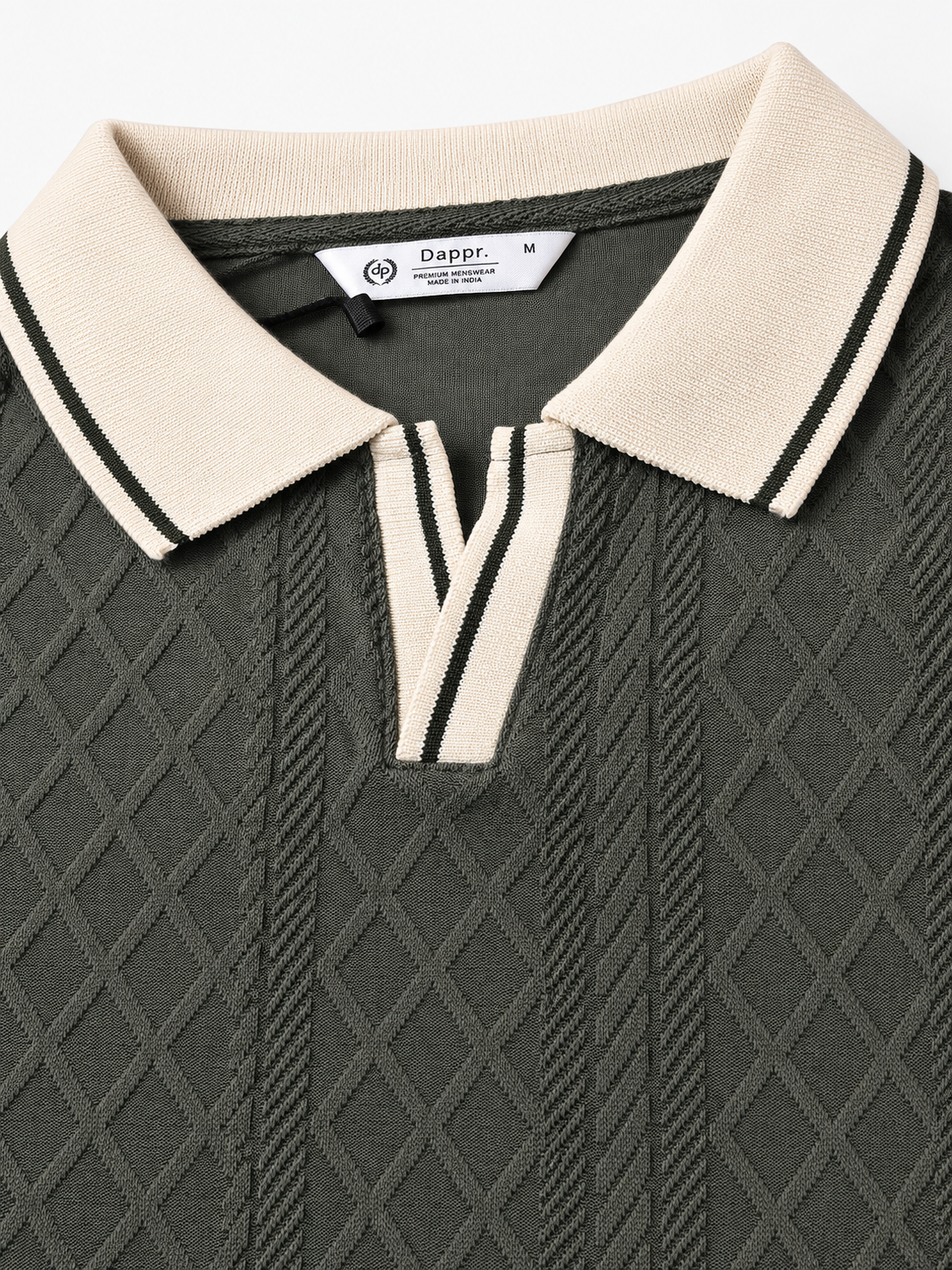 JAQUARD V NECK TEXTURE POLO