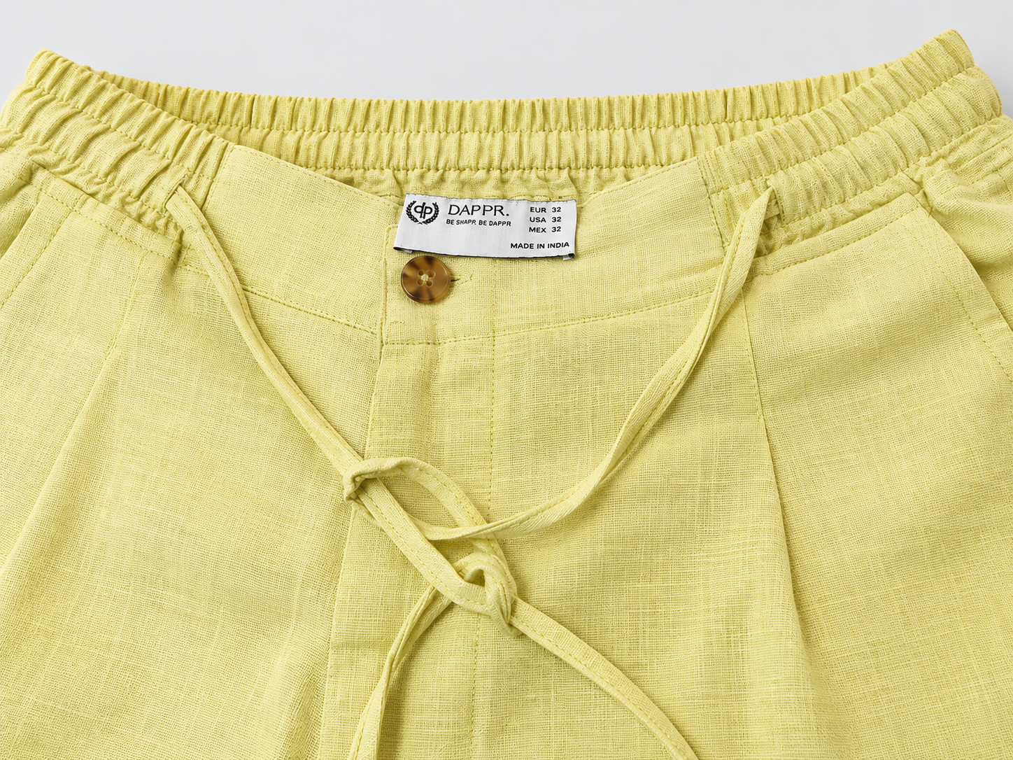 PURE LINEN HALF BELT ELASTIC TROUSER