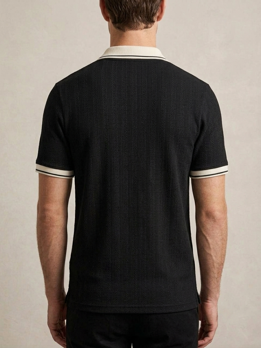 JACQUARD ZIPPER TEXTURE POLO