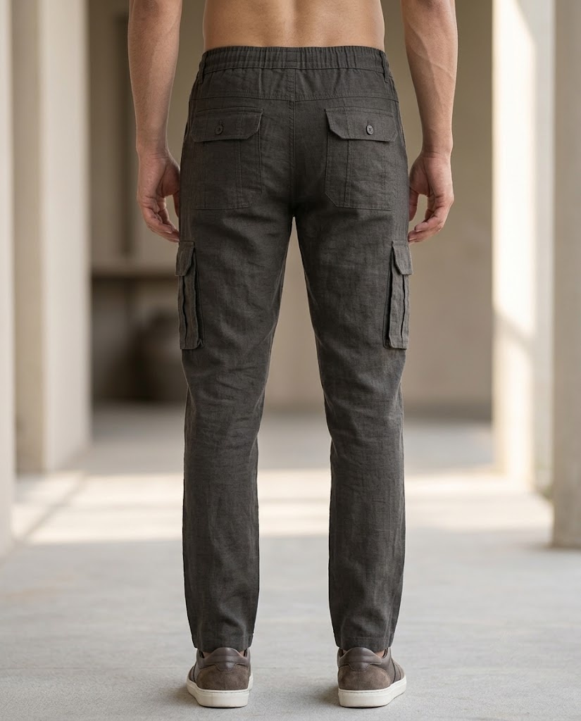 LINEN SLUB HALF ELASTIC BELT CARGO