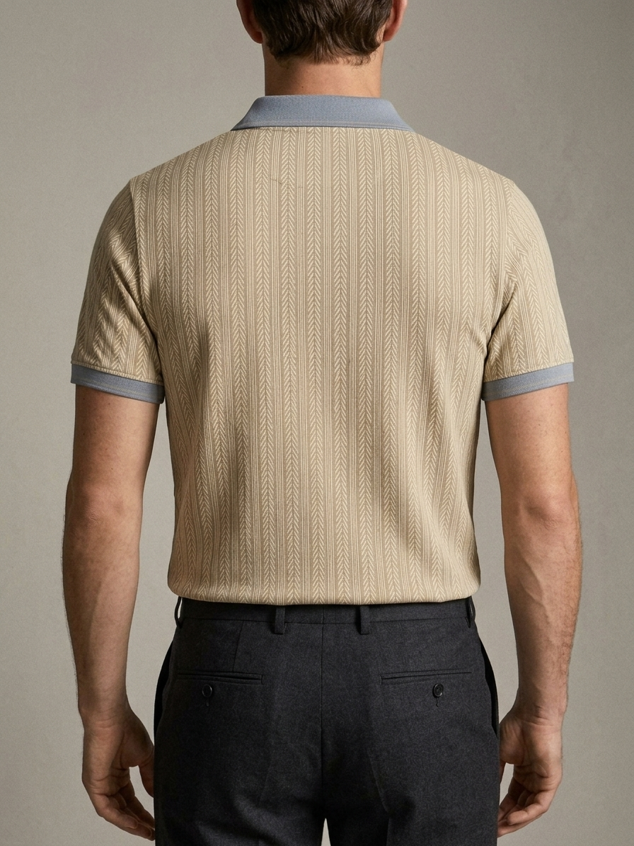 JACQUARD ZIPPER TEXTURE POLO