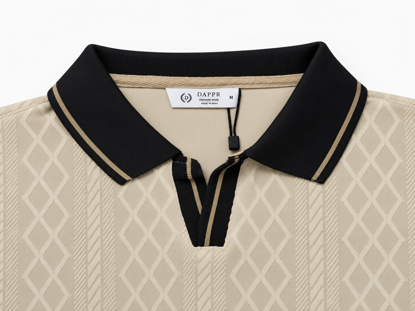 JAQUARD V NECK TEXTURE POLO