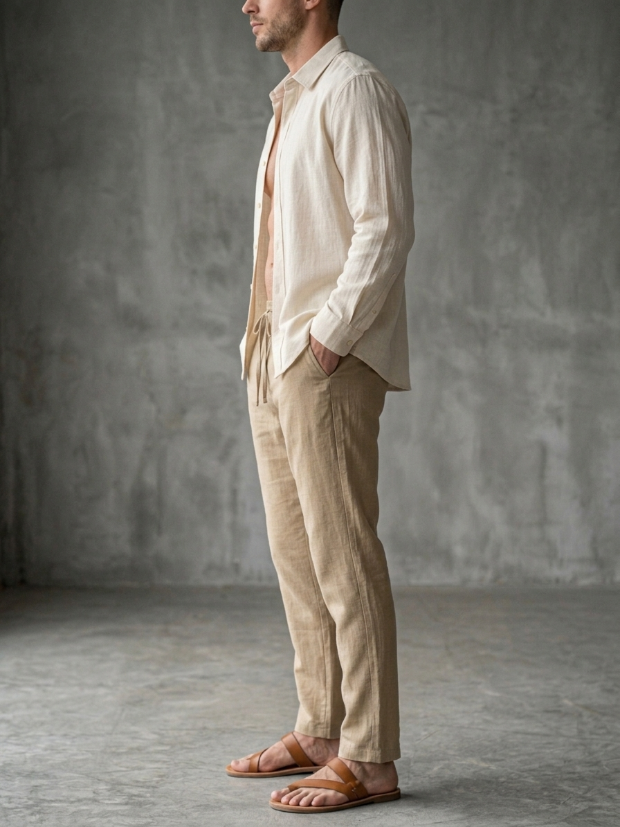 LINEN BLEND FULL ELASTIC TROUSER