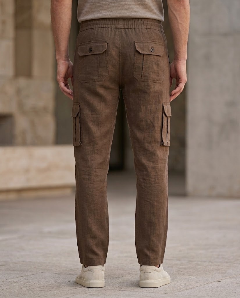 LINEN SLUB HALF ELASTIC BELT CARGO