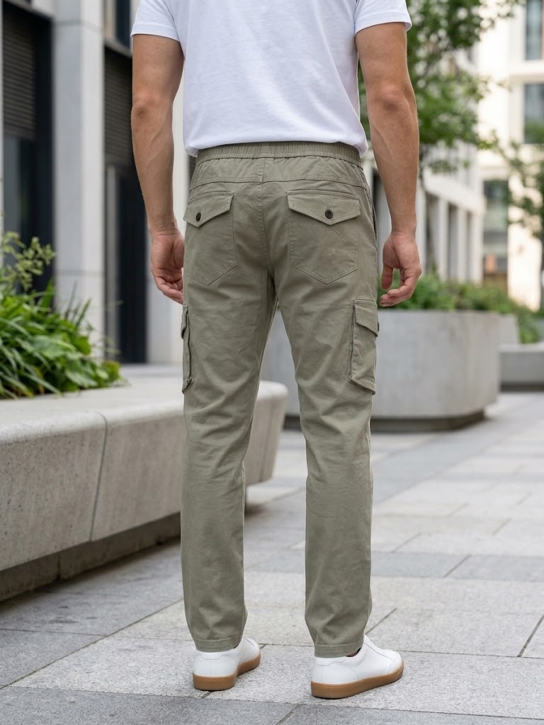 COTTON CHINOS HALF BELT ELASTIC CARGO