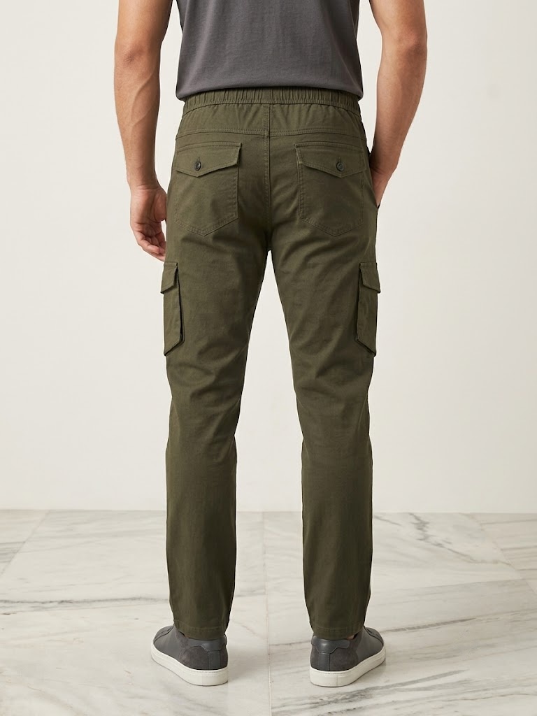 COTTON CHINOS HALF BELT ELASTIC CARGO