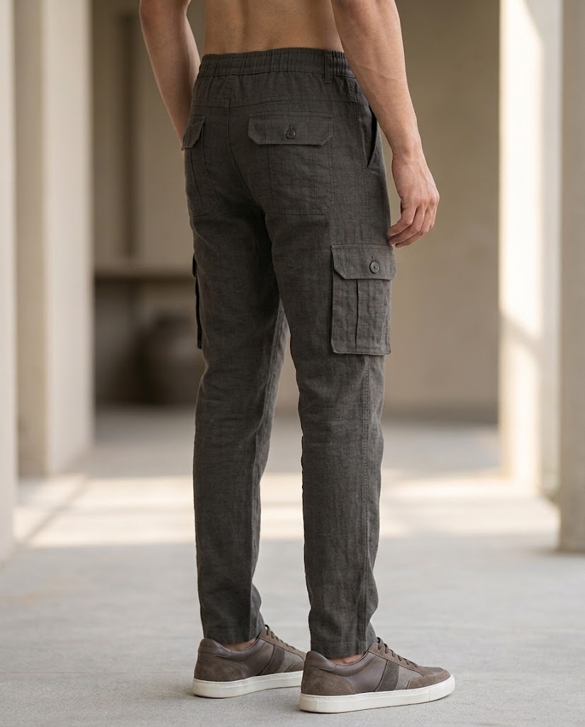 LINEN SLUB HALF ELASTIC BELT CARGO