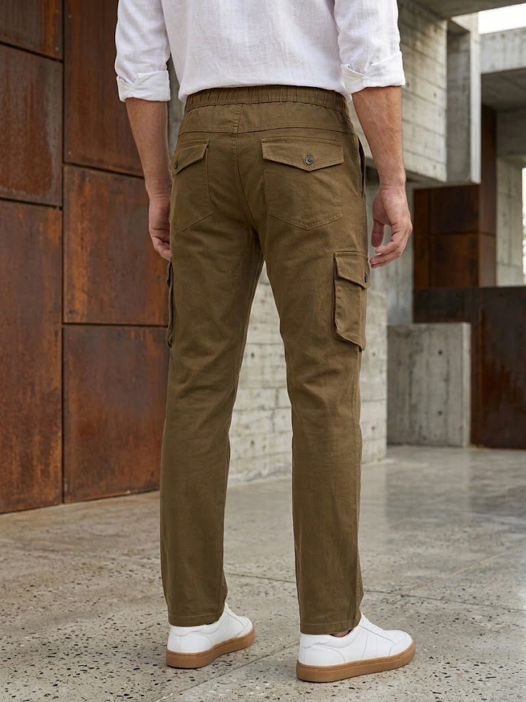 COTTON CHINOS HALF BELT ELASTIC CARGO