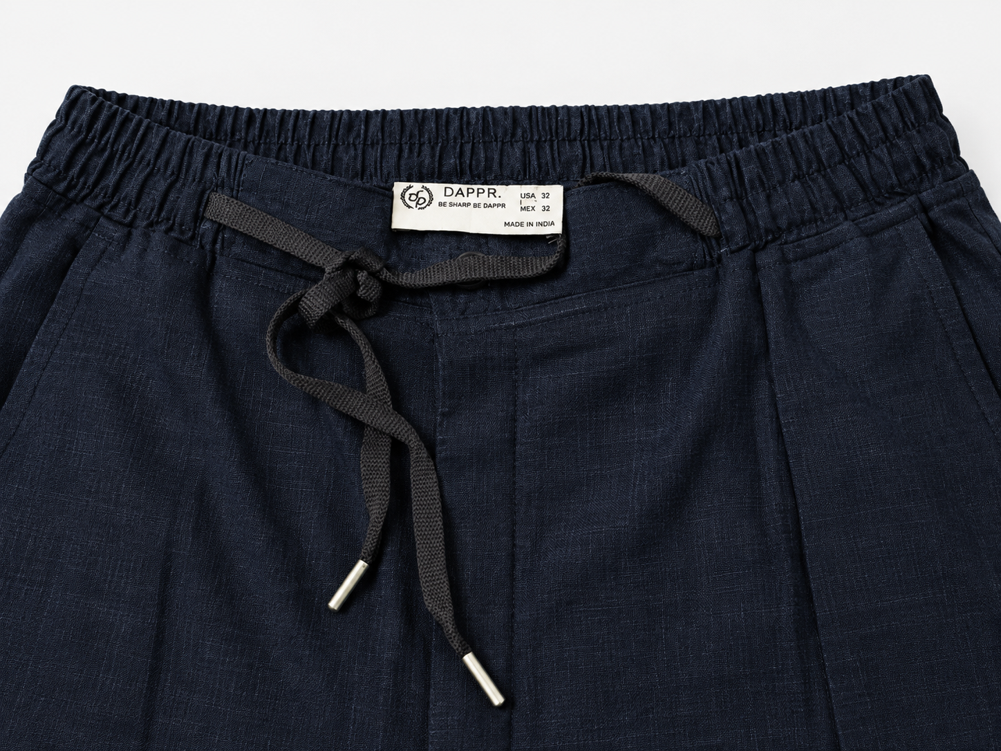 PURE LINEN HALF BELT ELASTIC TROUSER