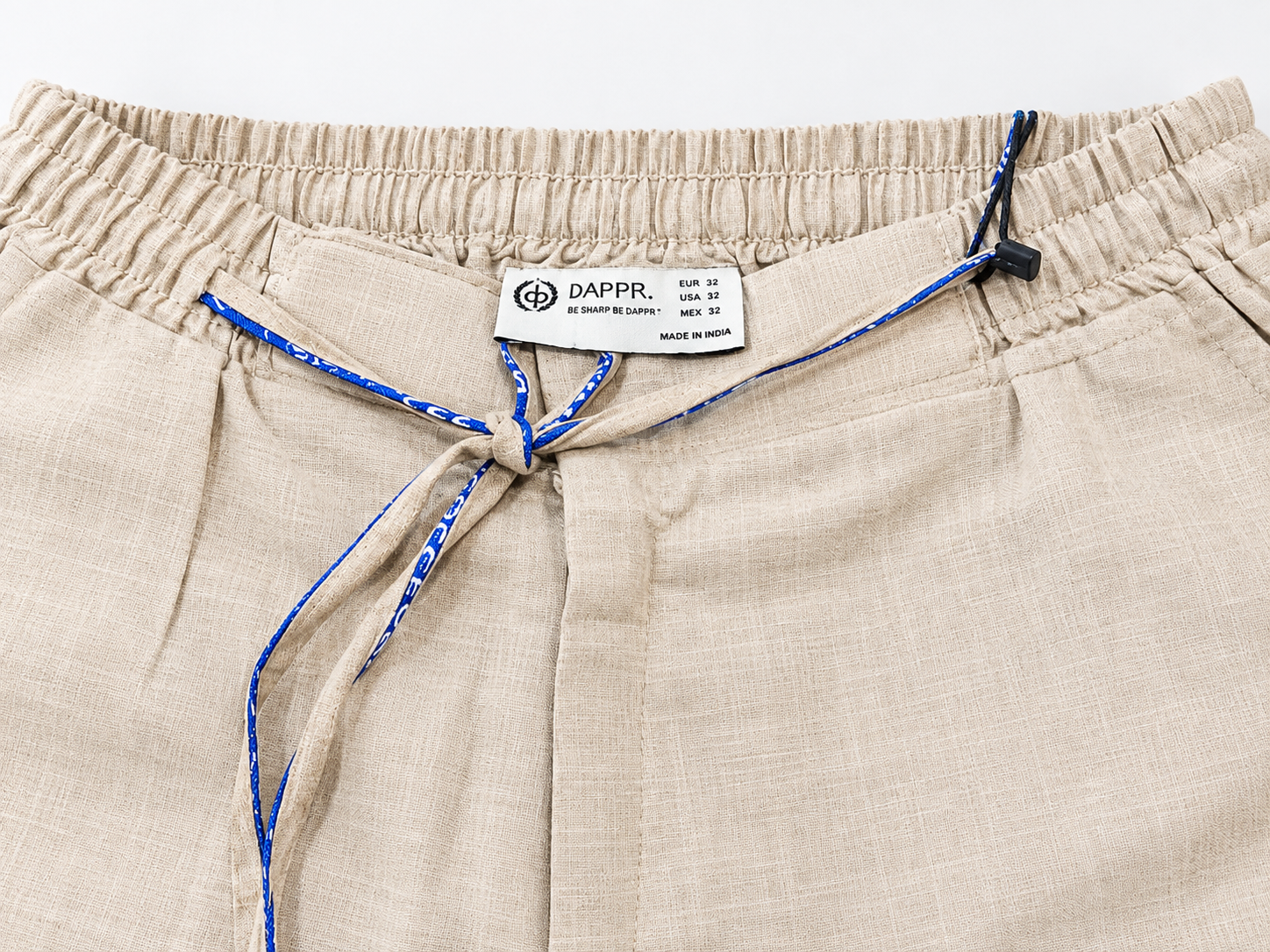 PURE LINEN HALF BELT ELASTIC TROUSER