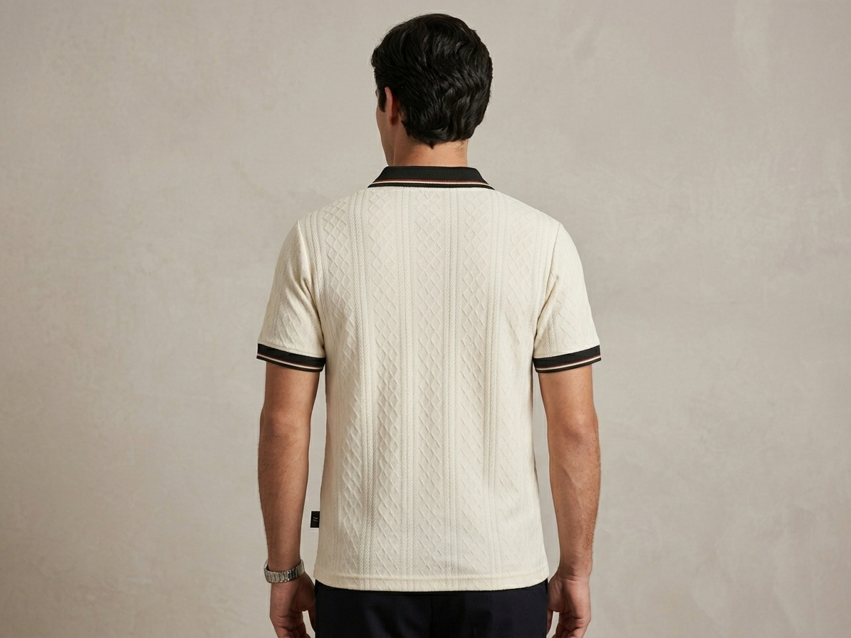 JAQUARD V NECK TEXTURE POLO