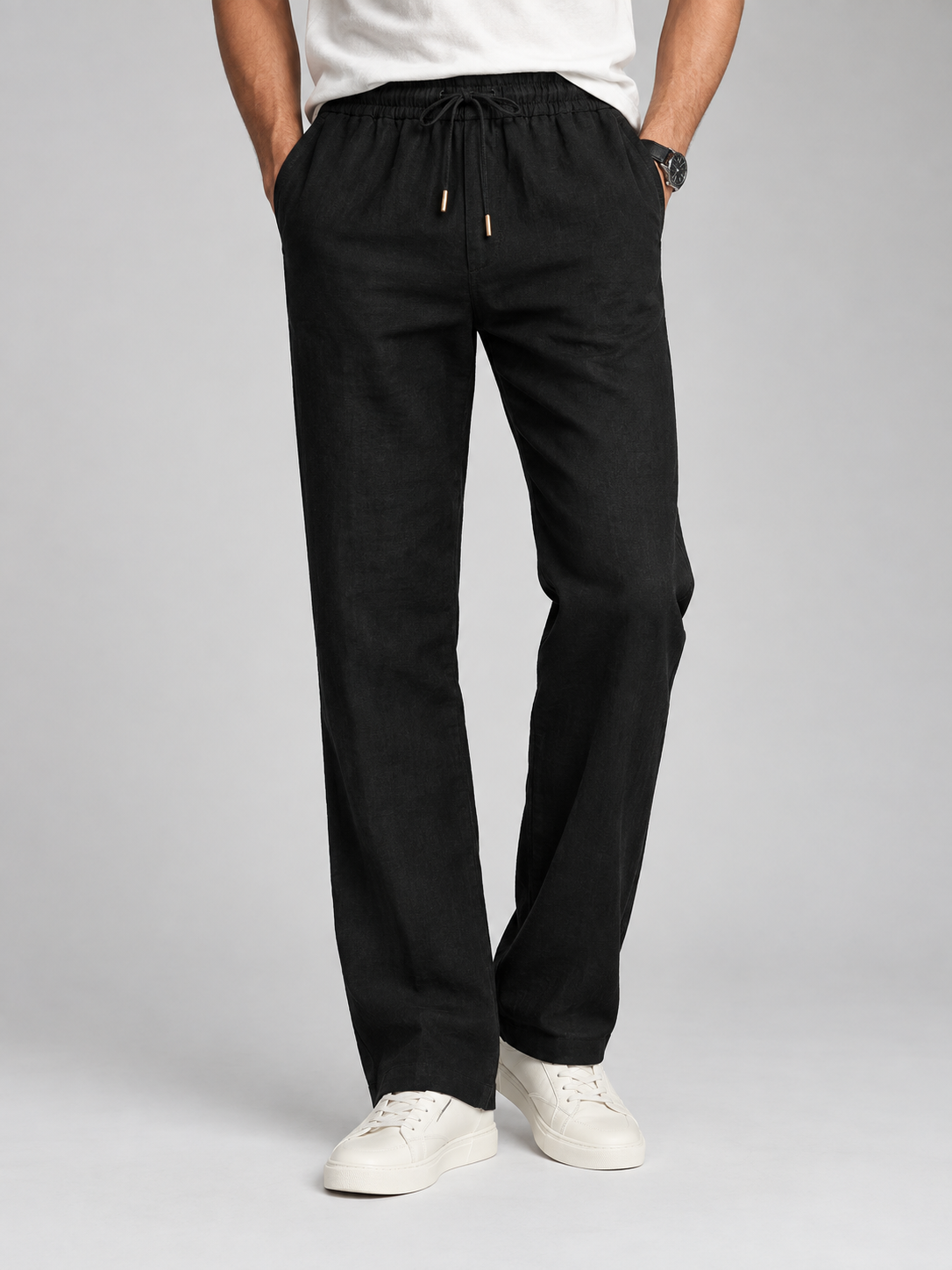 LINEN BLEND FULL ELASTIC TROUSER