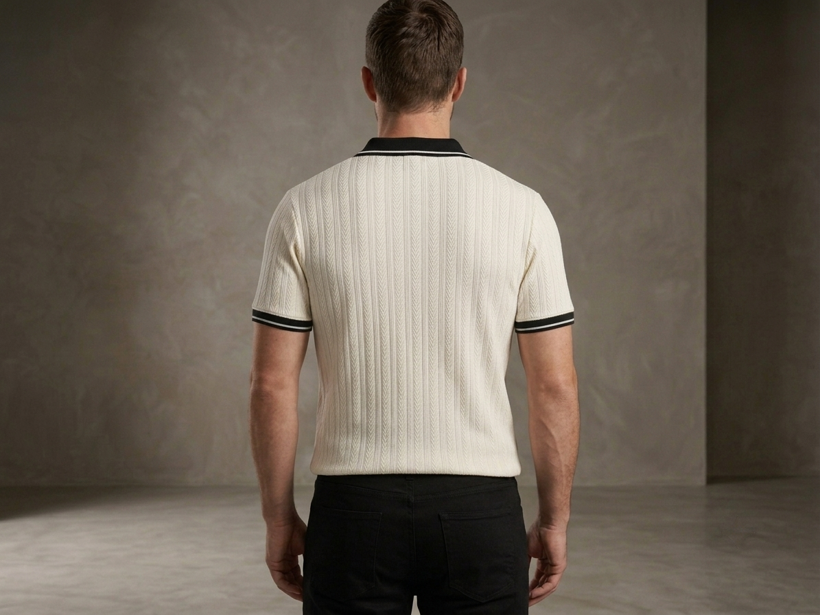 JACQUARD ZIPPER TEXTURE POLO