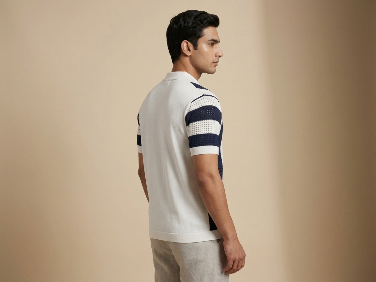 PURE COTTON NAVY KNIT SHIRT