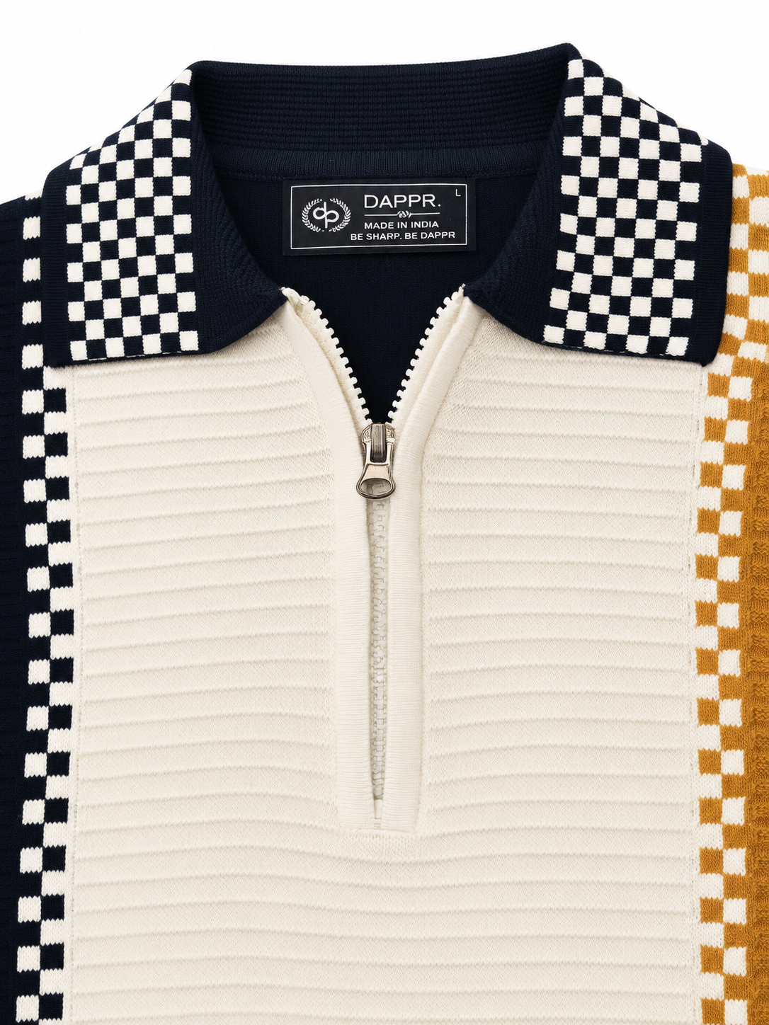 COTTON KNIT MUSTARD BLACK BOX POLO