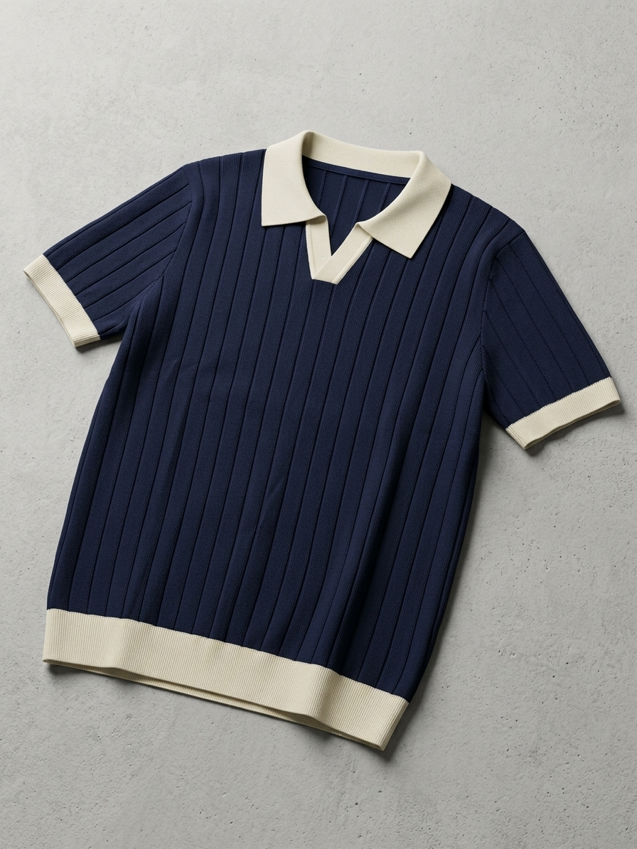KNIT TENNIS POLO V NECK