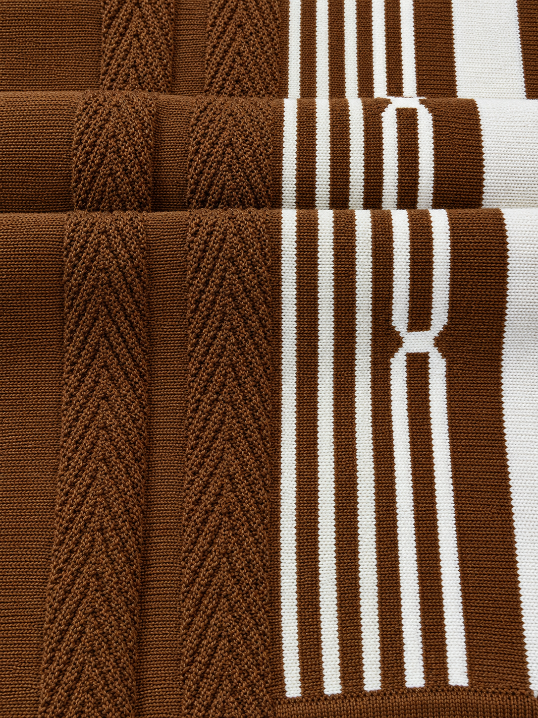 PREMIUM KNIT BROWN WHITE ZIPPER POLO