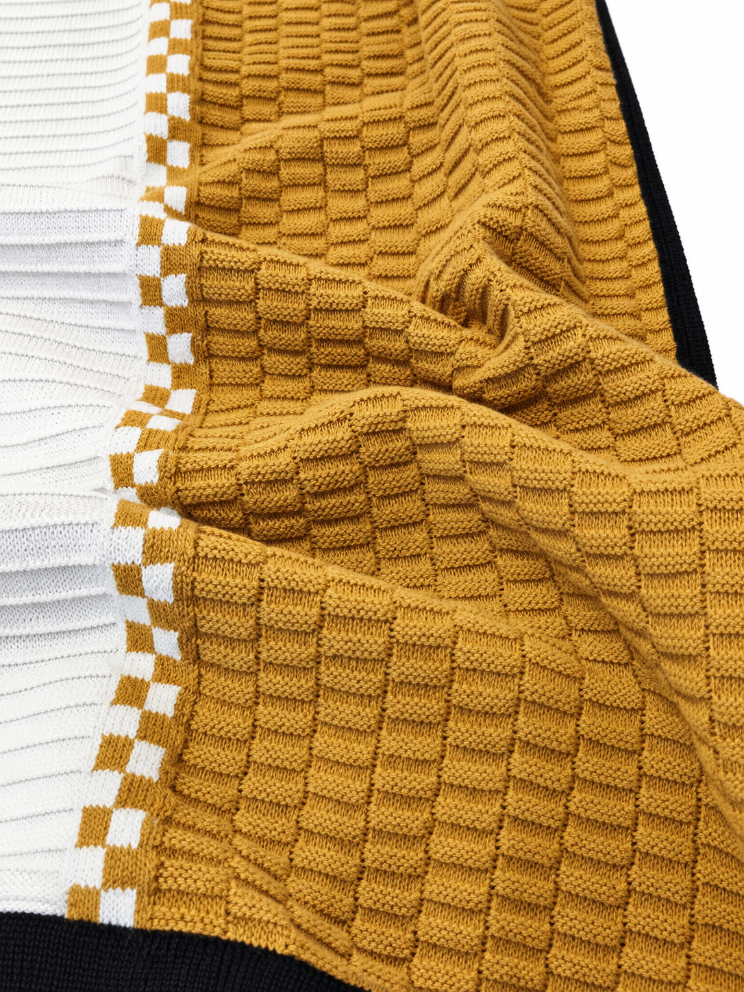 COTTON KNIT MUSTARD BLACK BOX POLO