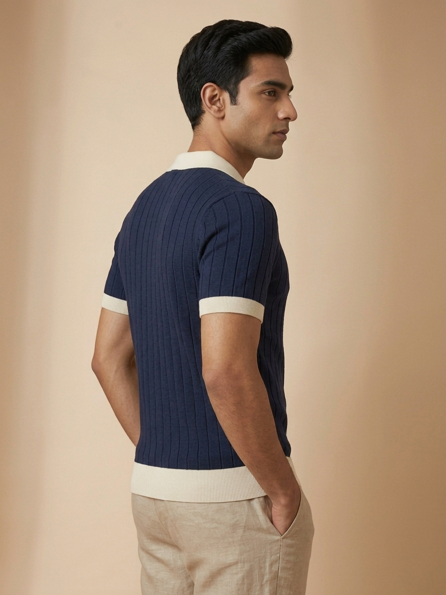 KNIT TENNIS POLO V NECK